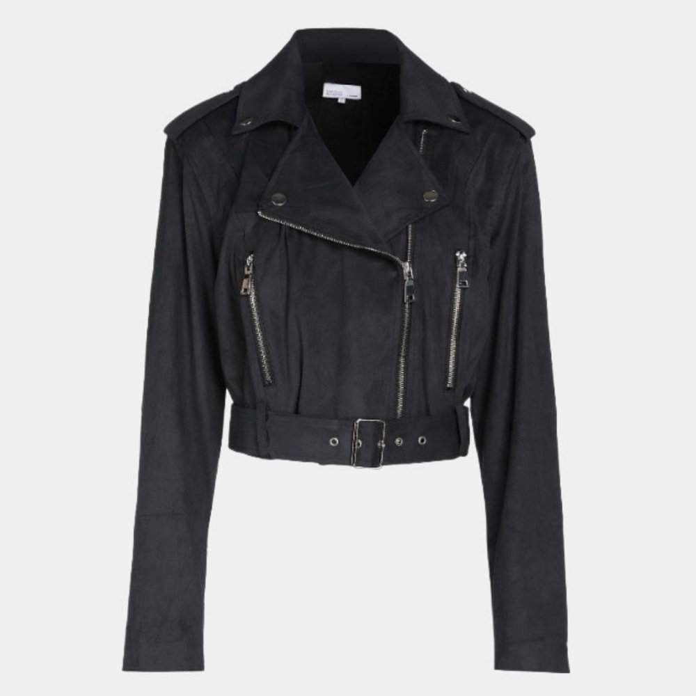 NWT WeWoreWhat Vegan Suede Cropped Moto Jacket